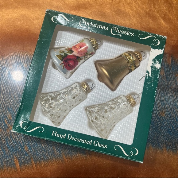 Vintage Christmas Classics by Krebs Hand Decorated Glass Bell Shape Ornaments - Picture 1 of 8